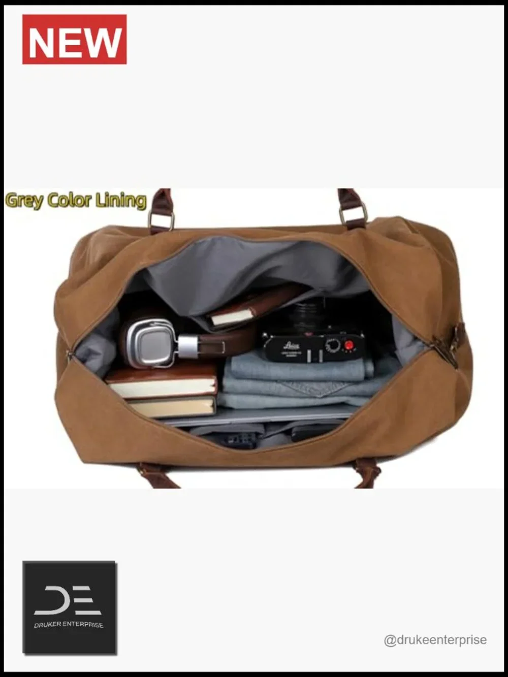 Real Leather Canvas Travel Duffel Oversized Weekender Carry On Overnight Sports